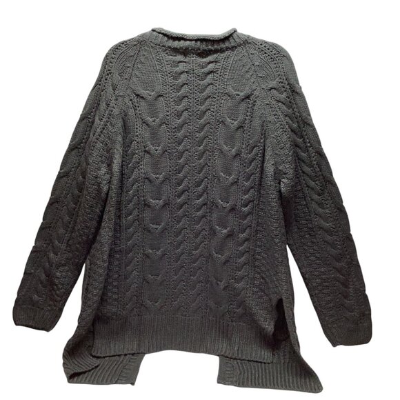 #104 POL CABLEKNIT CARDIGAN Cozy Gray Cable Knit Cardigan Fits S-M - Picture 2 of 7